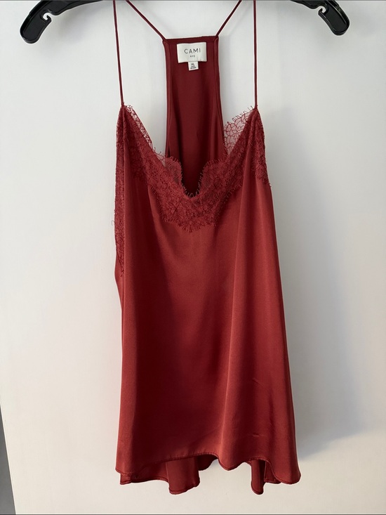 Cami NYC Other - Cami NYC Silk Satin Lace-Trim camisole in Bordeaux color with thin straps